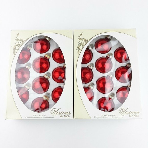 Vintage Visions By Holly Glass Ball Christmas Tree Ornaments Red Made In USA - Picture 12 of 12